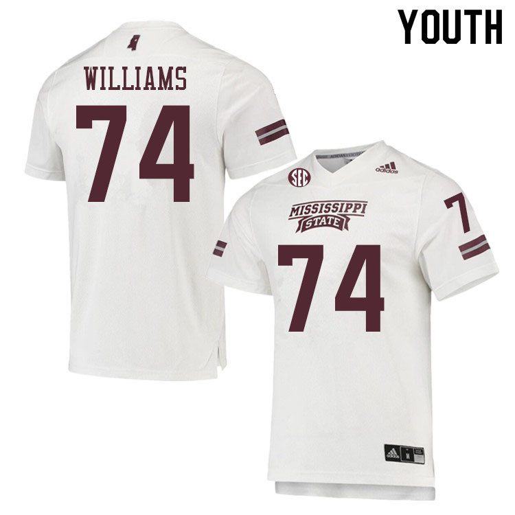 Youth #74 Carson Williams Mississippi State Bulldogs College Football Jerseys Sale-White - Click Image to Close